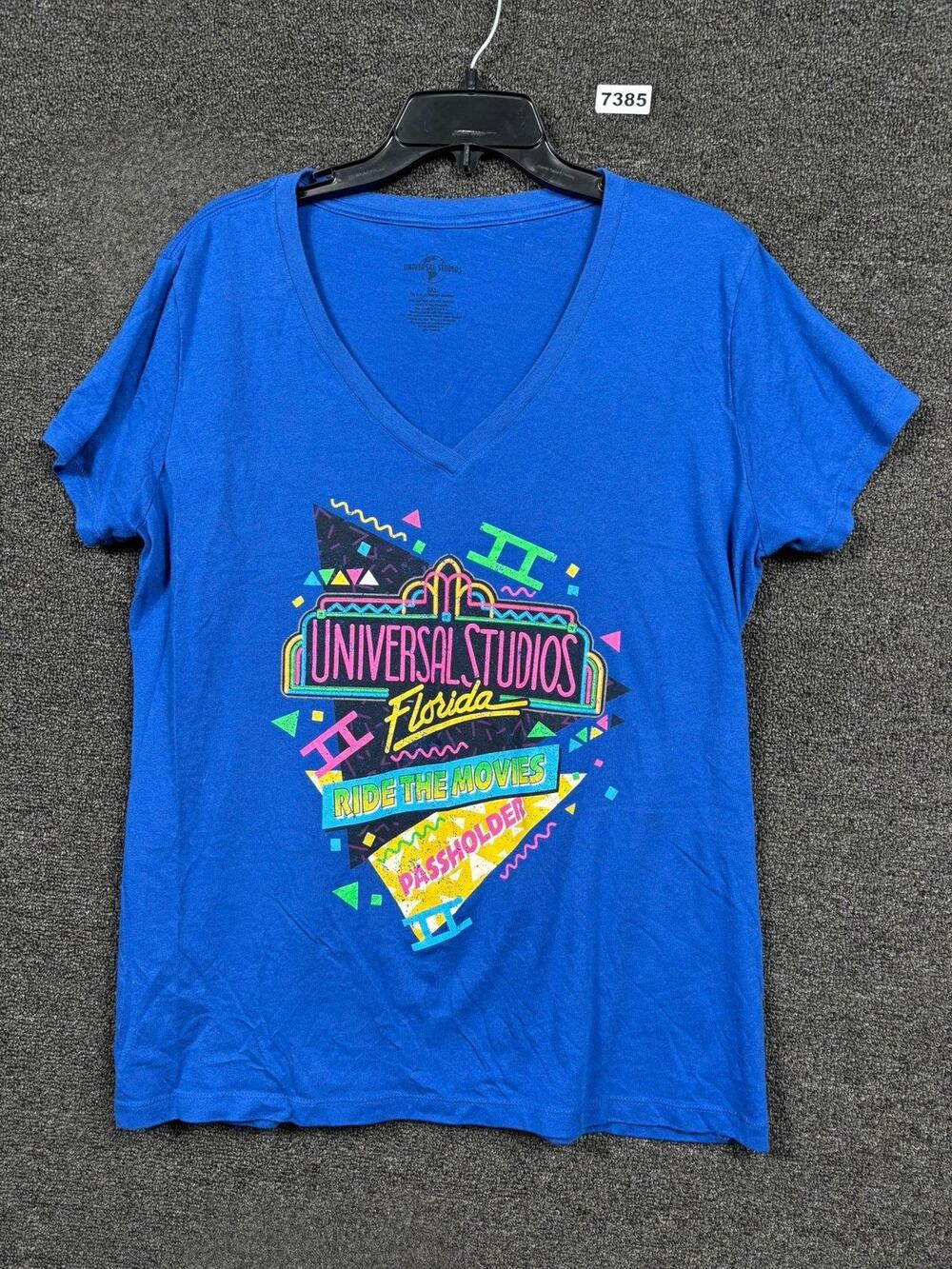 Universal Studios Florida Shirt Womens 3XL Blue Ride The Movies Passholder Tee